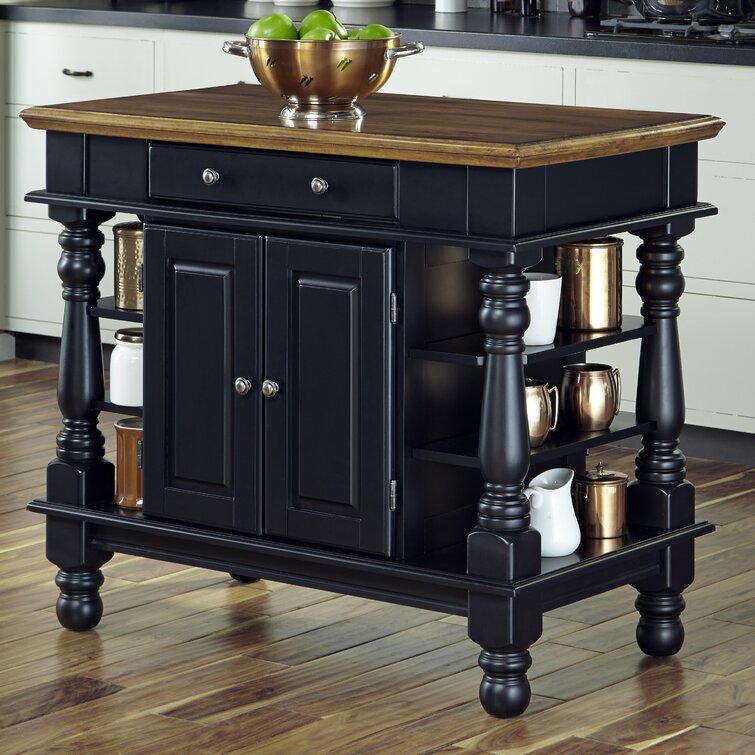 Aamyah 42'' Wide Rolling Kitchen Island With Solid Wood Top 